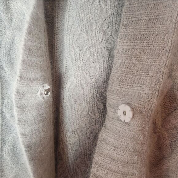 Jullian Jones M Gray AngoraWoolBlend 3/4Sleeve Knitted 1 Button Women's Cardigan - Picture 5 of 9
